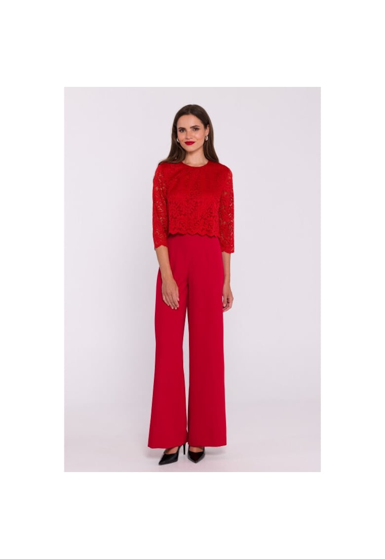 Гащеризон с широки панталони и дантелена горна част - - - Stylove