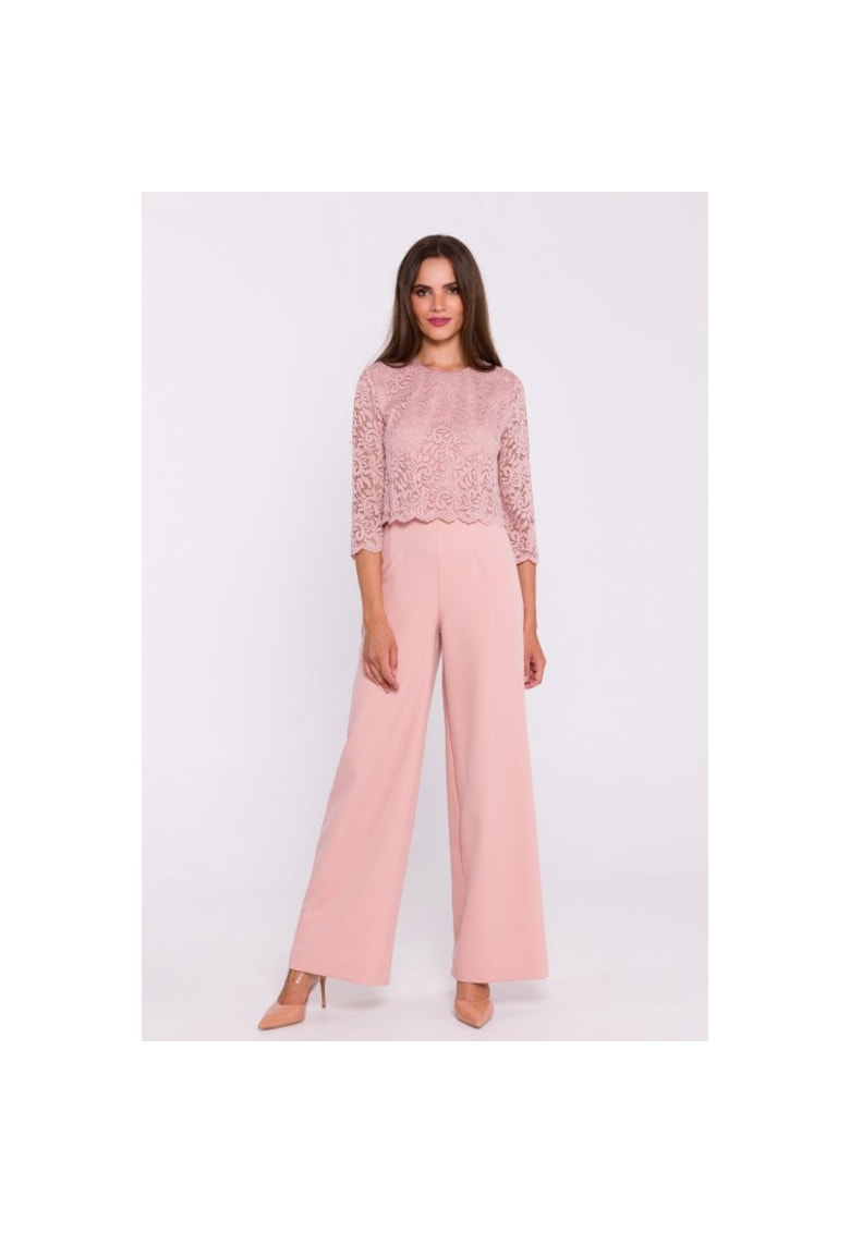 Гащеризон с широки панталони и дантелена горна част - Stylove