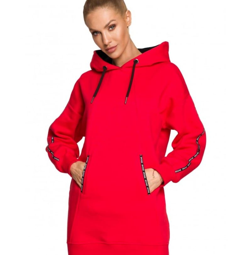 Дамска блуза  С качулка - Памук - Полиестер - Червена MOE