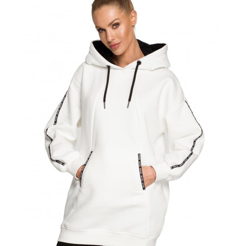 Дамска блуза  с качулка - памук - полиестер - бяла MOE