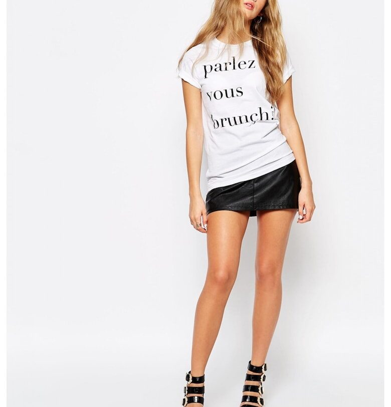 Дамска бяла тениска Parles vous brunch THEICONIC