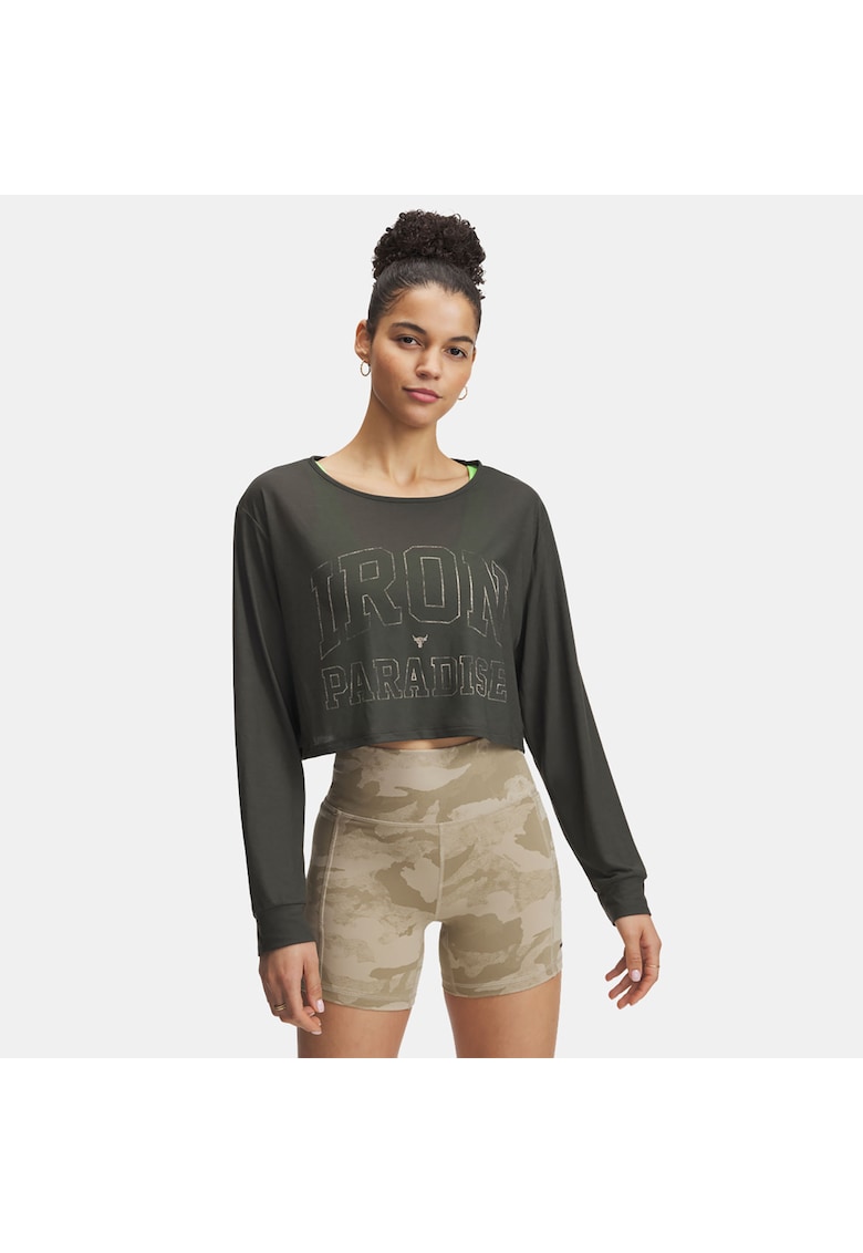 Дамска спортна блуза - полиестер/лиосел - маслинено зелено Under Armour