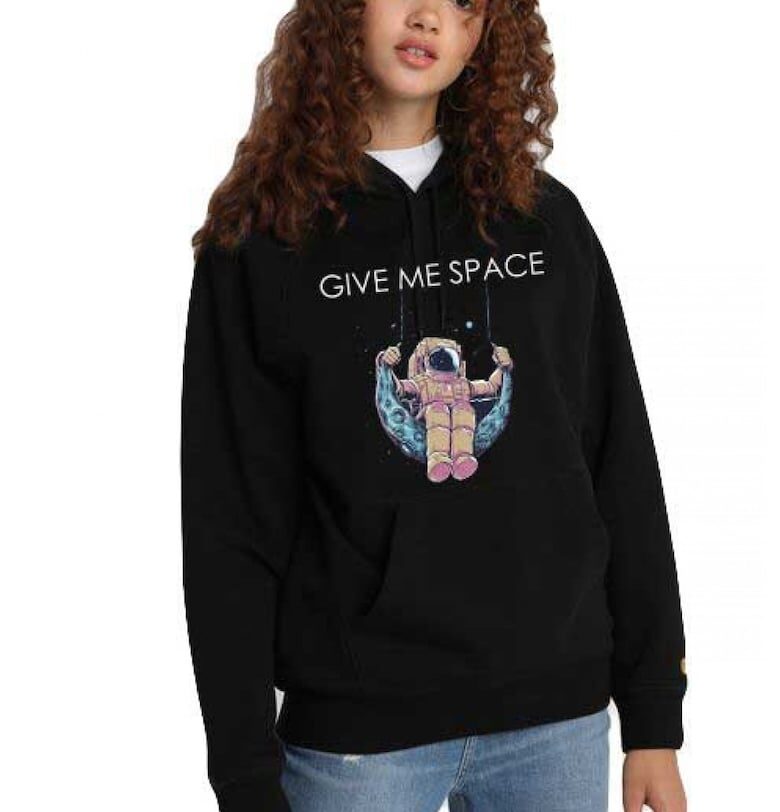 Дамска черна качулка - Give me space THEICONIC