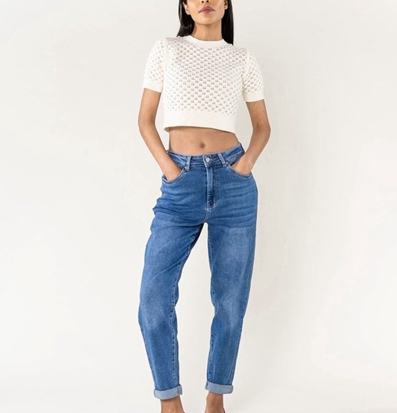 Дамски дънки Mom Fit - сини - код P505-52 203 Nina Carter