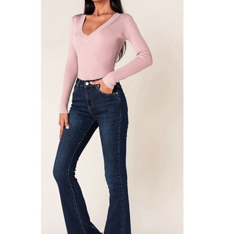 Дамски разкроени дънки тип лодка  тъмносини P218-5A M10 17029 Nina Carter