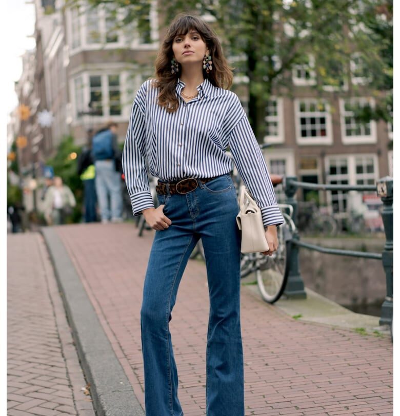 Дамски разкроени дънки  тъмносини JD292F-6 16688 Oraije