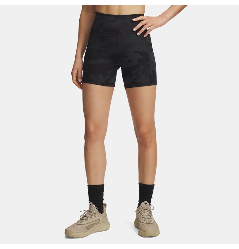 Дамски спортни панталони -  PROJECT ROCK MIDDY SHORT - черни - полиестер Under Armour