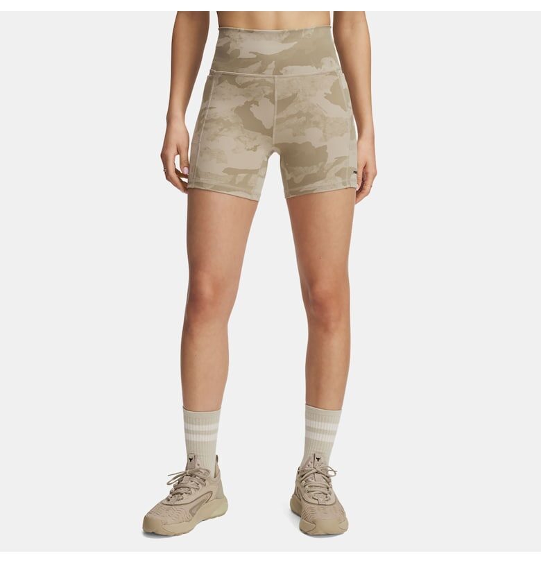 Дамски спортни панталони -  PROJECT ROCK MIDDY - бежови - полиестер Under Armour