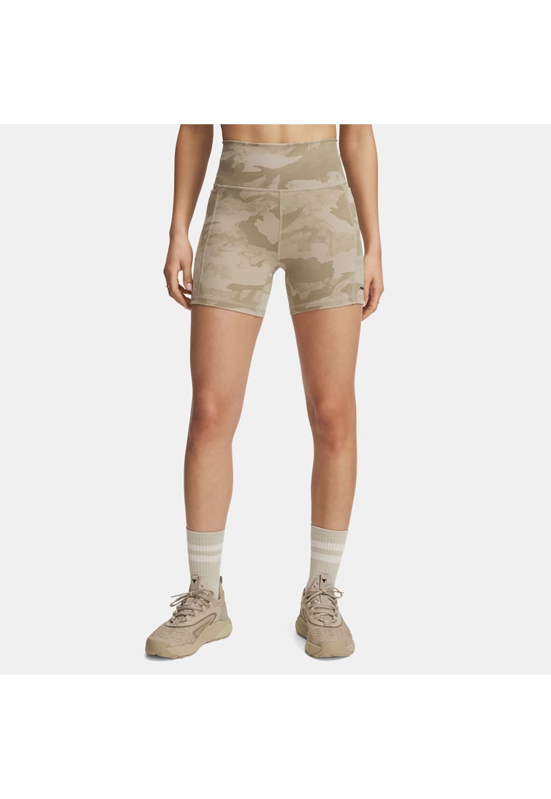 Дамски спортни панталони - PROJECT ROCK MIDDY - бежови - полиестер Under Armour