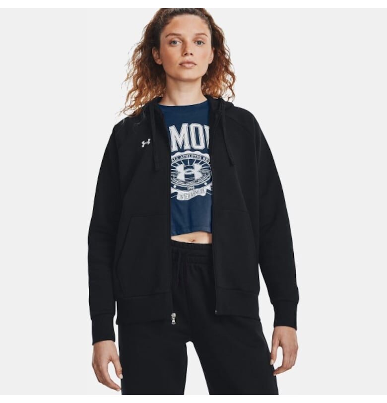 Дамско спортно яке -  Rival Fleece - с качулка - черно - памук/полиестер Under Armour