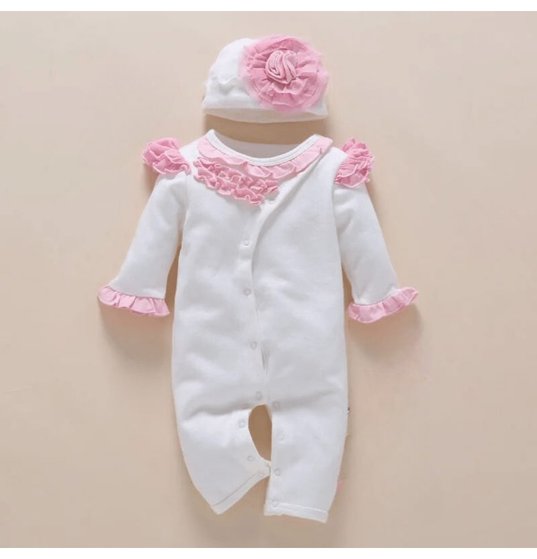 Детски гащеризон с бяла шапка Евелина - 6-9 месеца Nannie