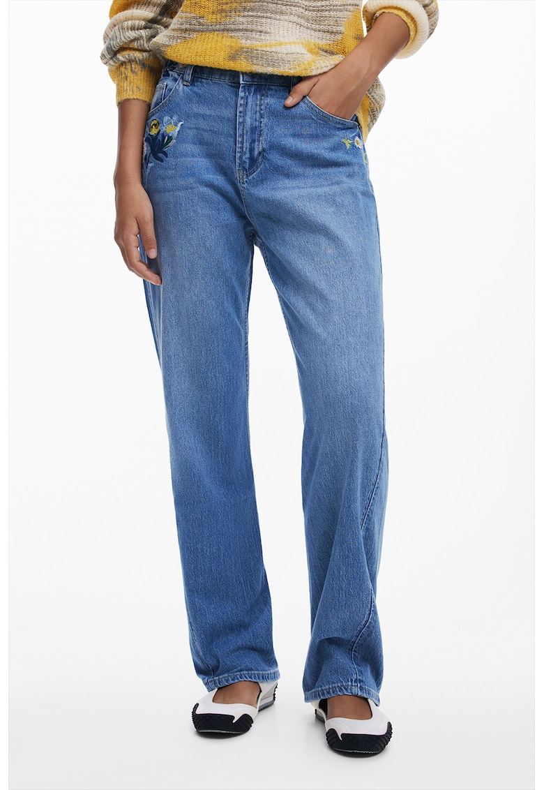 Дънки с флорална бродерия DESIGUAL