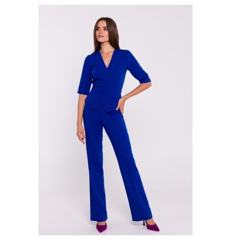 Елегантен дамски гащеризон с пеплум - Stylove