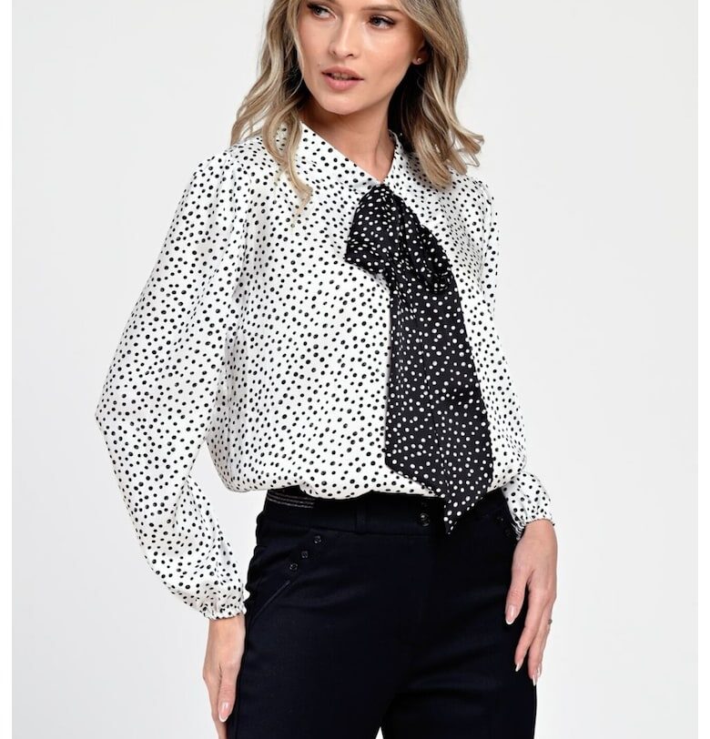 Елегантна дамска блуза от сатен с панделка Eranthe