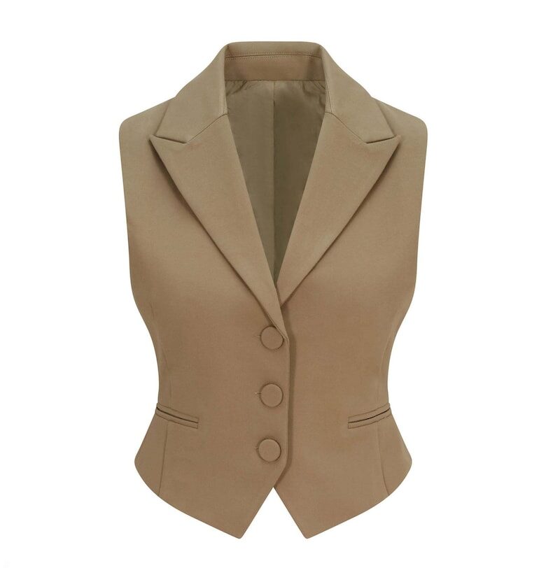 Елек с двойни ревери - Сиво-кафяв - BALOU