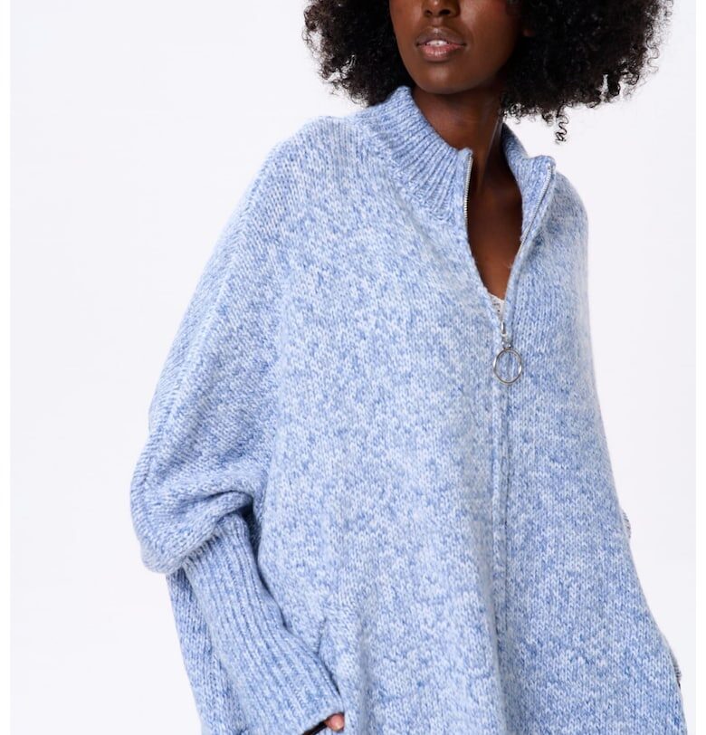 Жилетка Panga от вълнена смес с цип - един размер blue shadow