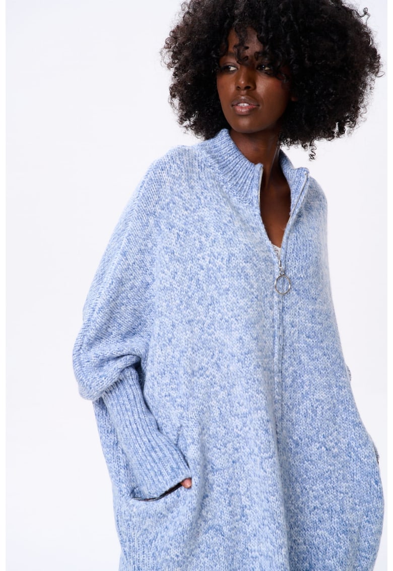 Жилетка Panga от вълнена смес с цип - един размер blue shadow