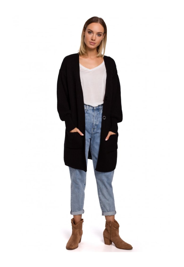 Жилетка с джобове - акрил/полиамид - черна - L/XL MOE