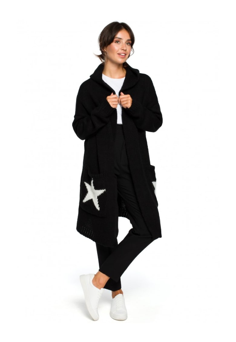 Жилетка с качулка и щампа - Акрил - Черна - Един размер OEM