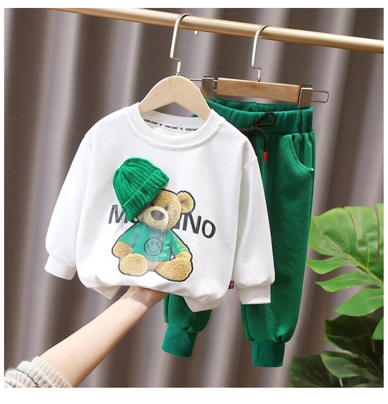 Зелен анцуг за момчета с мече Валентин Nannie