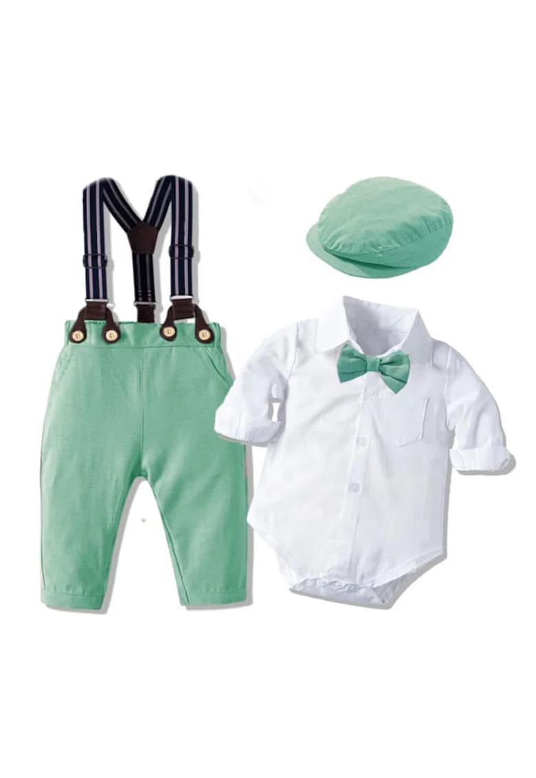 Зелен костюм за момче с тиранти Darius Nannie