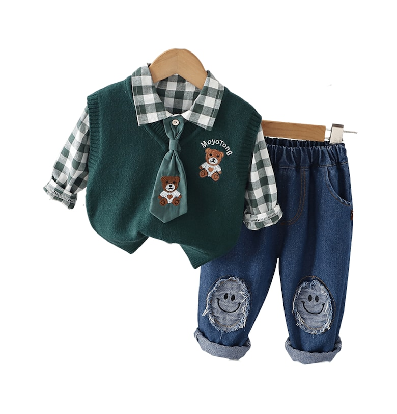 Зелен костюм за момчета с риза Alvarez Nannie