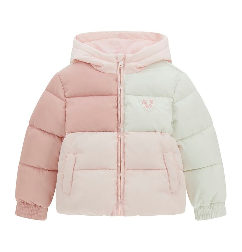 Зимно яке с качулка и цветен блок GUESS KIDS
