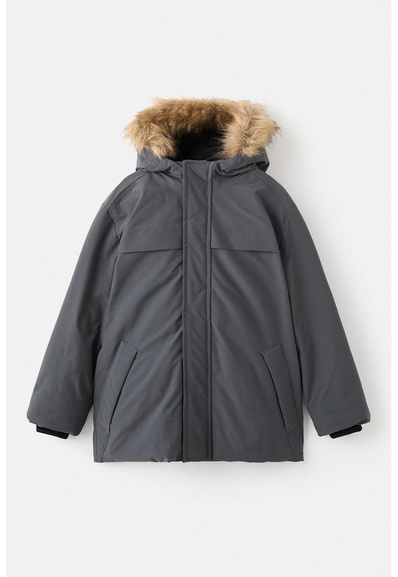 Зимно яке с качулка с подплата от еко пух Mango