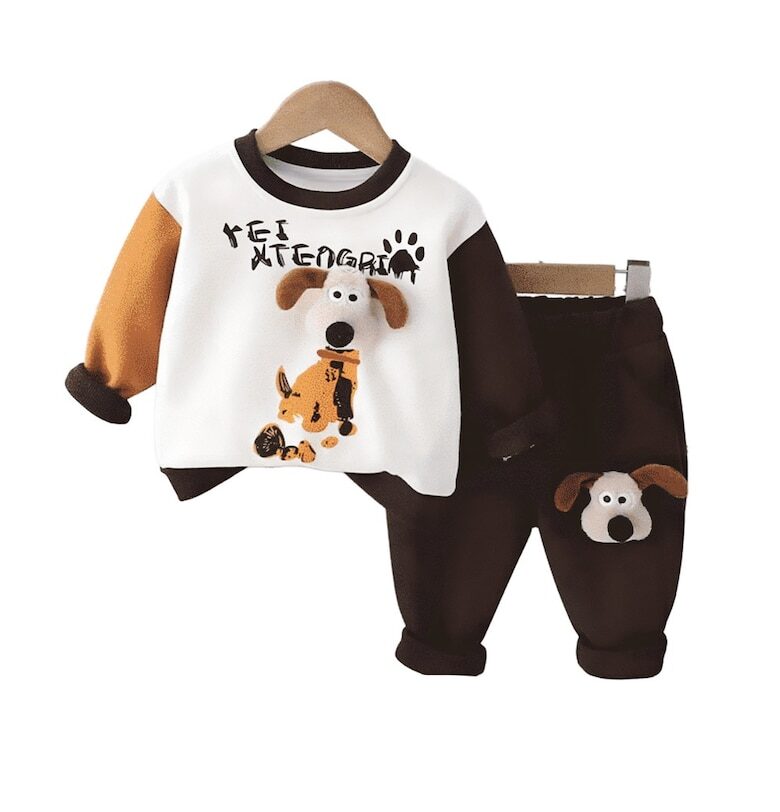 Кафяв костюм за момче - Puppy - Nannie