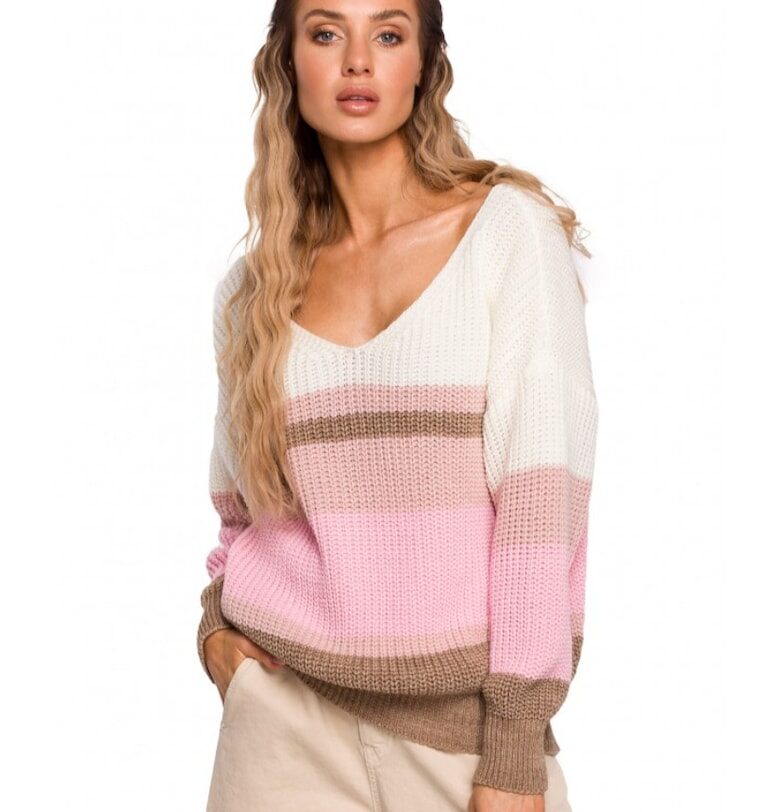 Класически пуловер  райе - акрил - найлон MOE