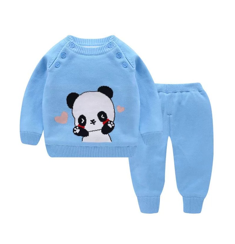 Комплект от 2 части Panda - син - Nannie