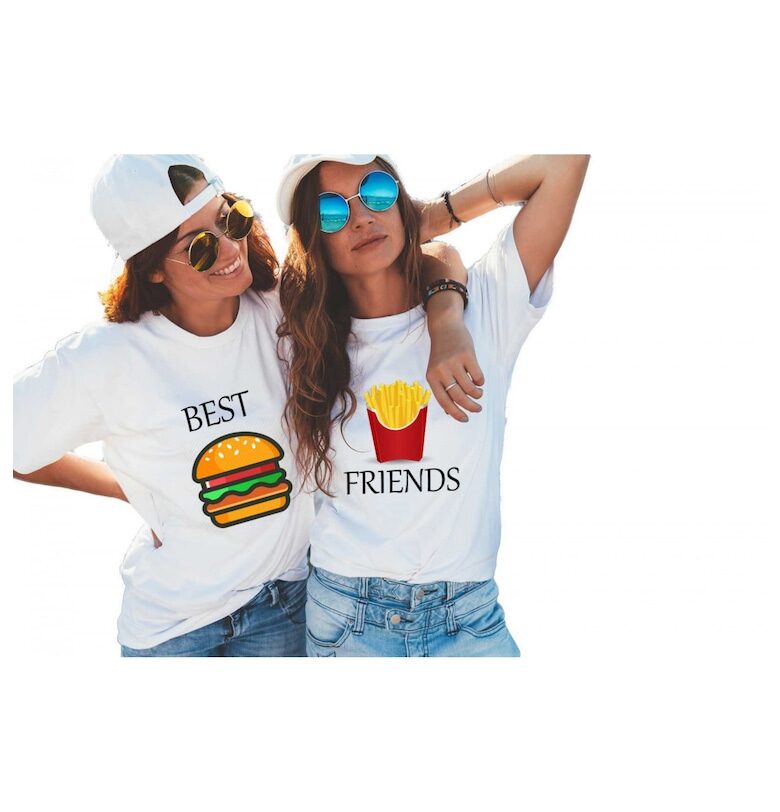 Комплект от две бели дамски тениски - Best Friends THEICONIC