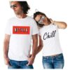 Комплект от две бели тениски за двойки - Netflix & Chill THEICONIC