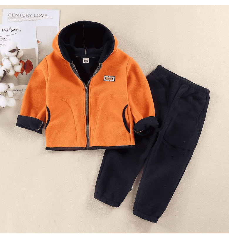 Костюм за момче - оранжев - полар - бавачка Nannie