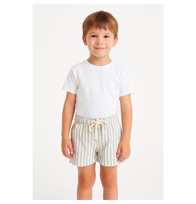 Къс раиран панталон с връзка BALOU