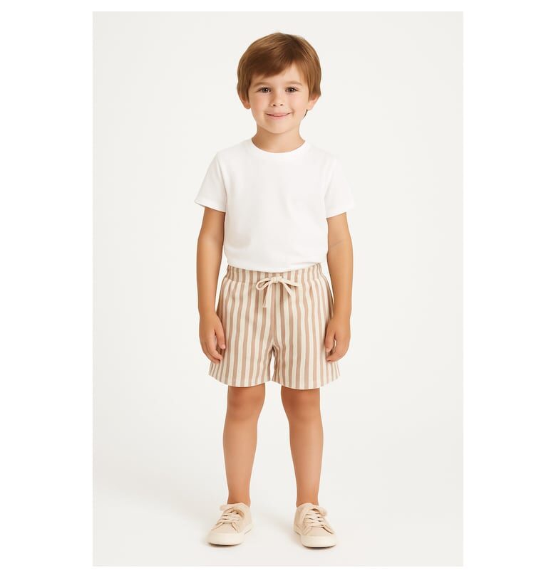 Къс раиран панталон с връзка BALOU