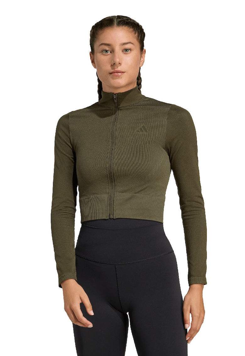 Къс фитнес суитшърт с цип adidas Performance