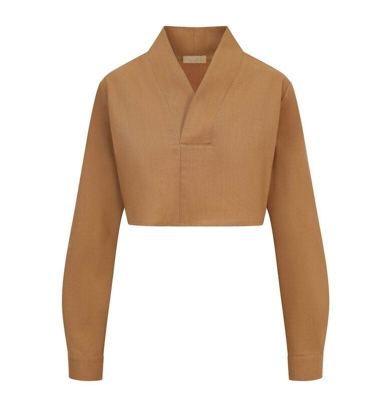 Къса блуза с дълги ръкави и шпиц - Camel - BALOU