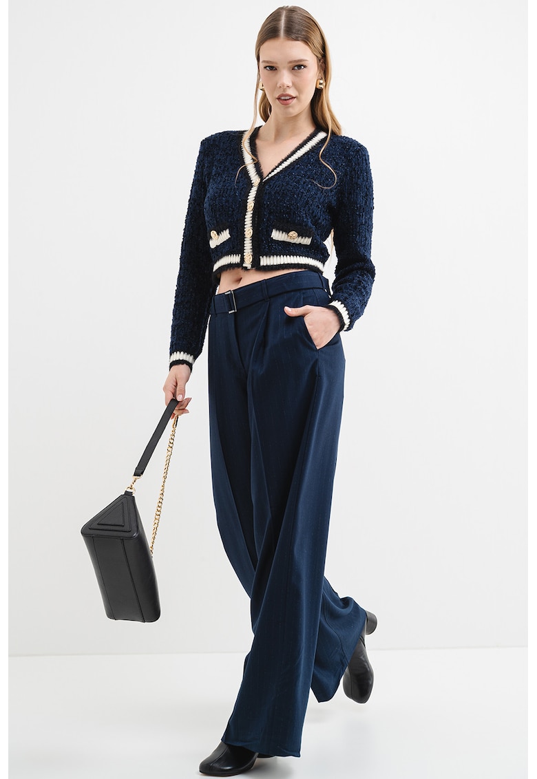 Къса жилетка с копчета и контрастни ръкави GUESS