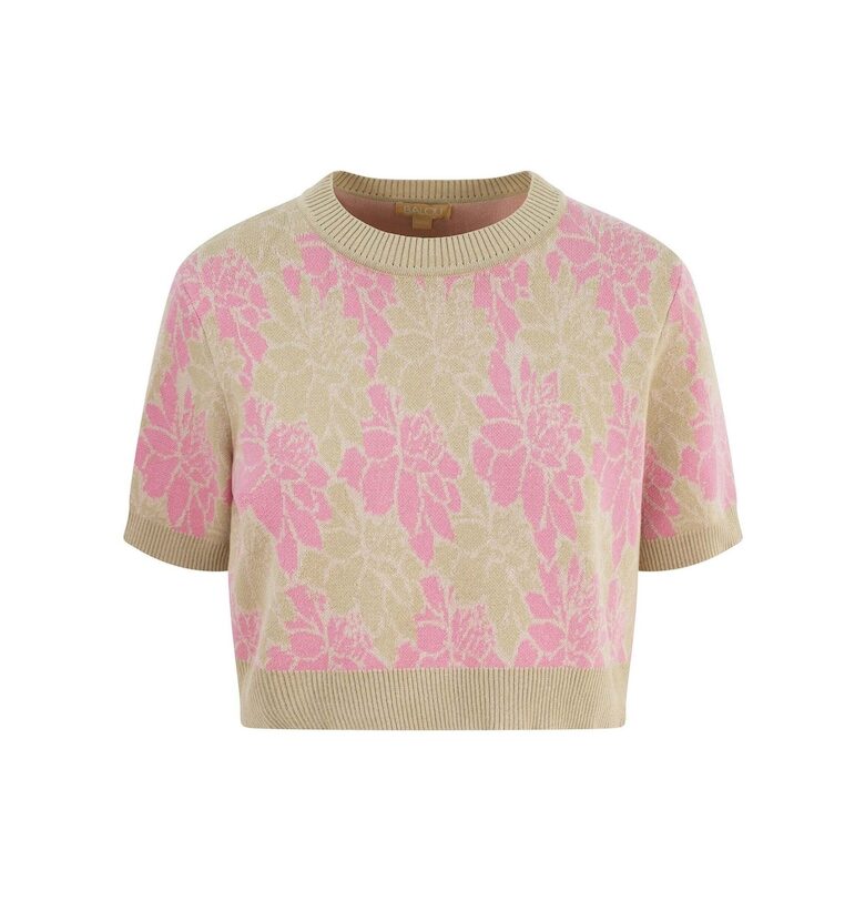 Къса флорална тениска - Розово - BALOU