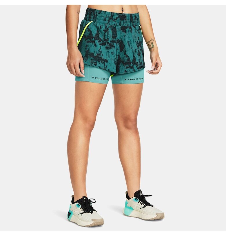 Къси панталони UnderArmour - полиестер/еластан - зелени Under Armour