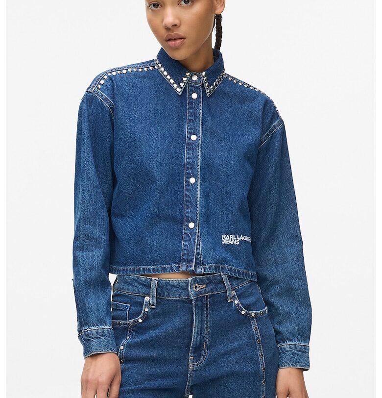 Късо дънково яке с нитове KARL LAGERFELD JEANS