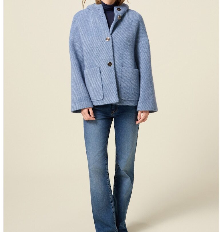 Късо палто с копчета и качулка Oltre