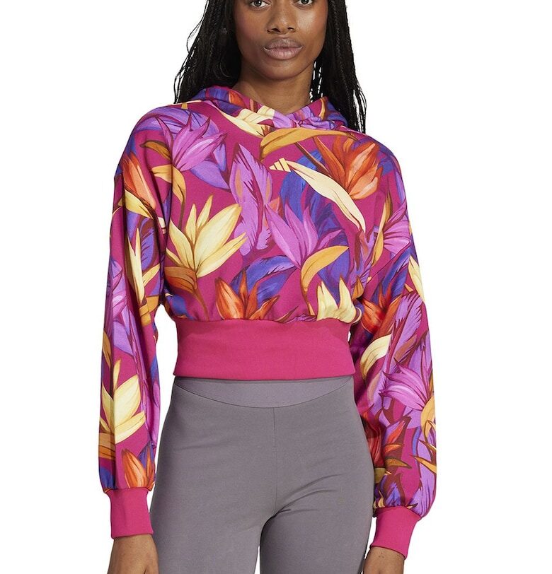 Късо памучно худи FARM Rio adidas Sportswear