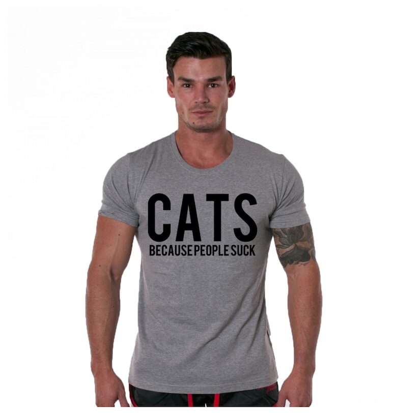 Мъжка сива тениска - Котки THEICONIC