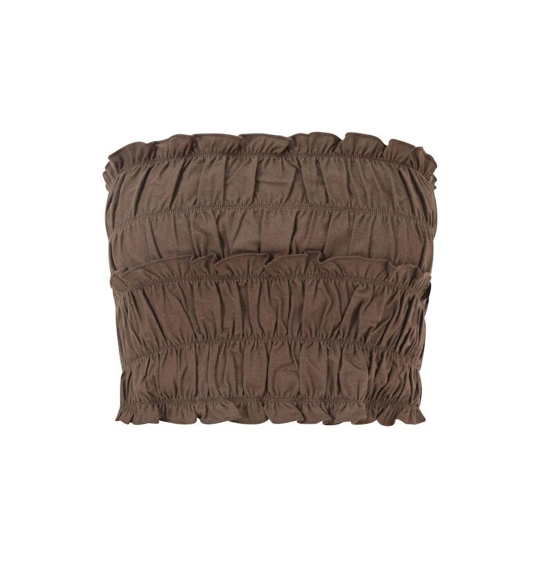 Набран топ с лен - Карамел - BALOU