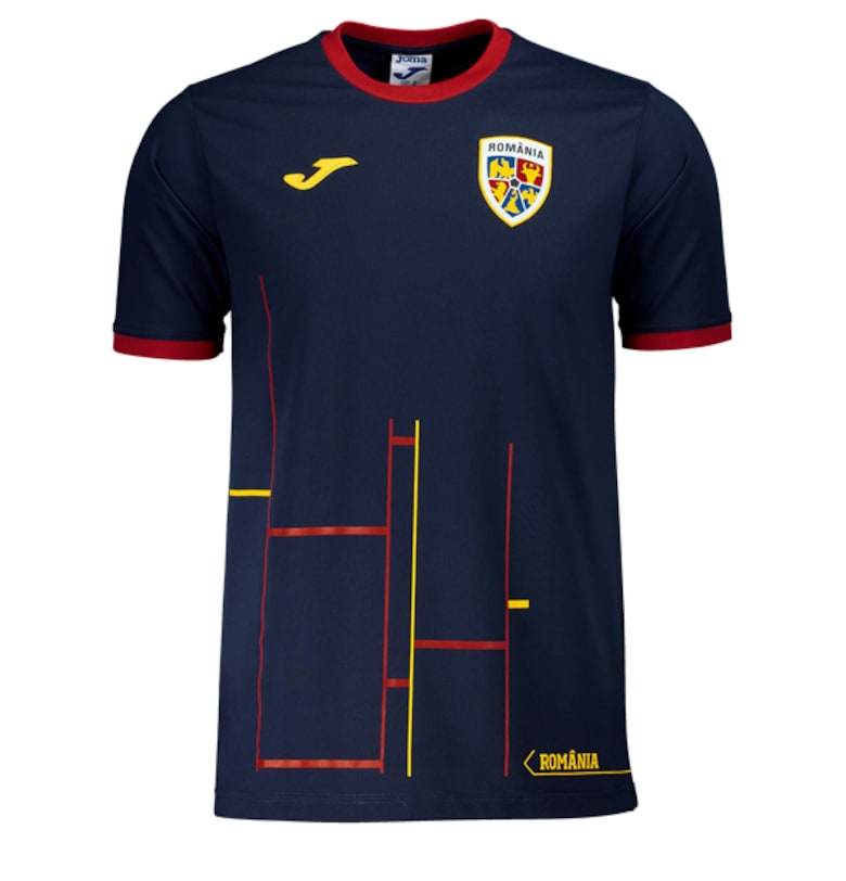 Официална фланелка с къс ръкав на румънския национален отбор AH10601A3121 -  тъмносиньо Joma