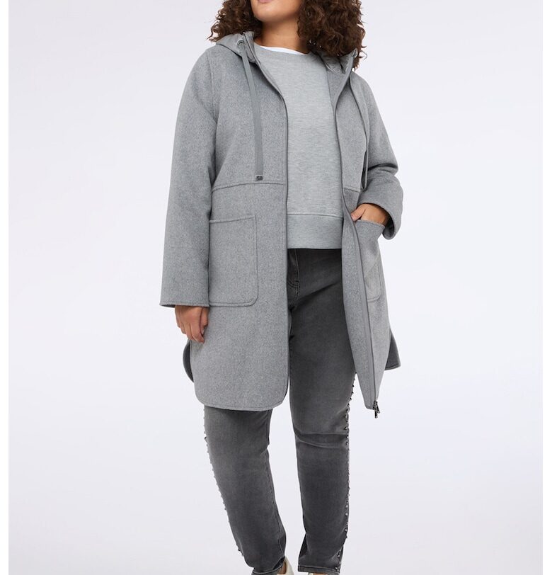 Палто с вълна с цип и качулка Fiorella Rubino