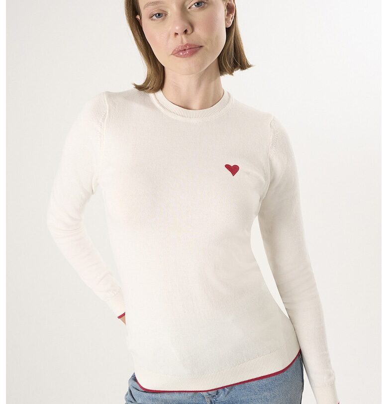 Памучен пуловер със сърцевидна апликация Felix Hardy