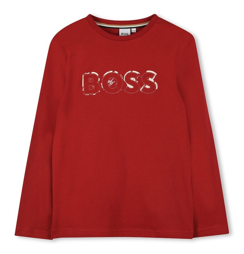 Памучна блуза с лого BOSS Kidswear